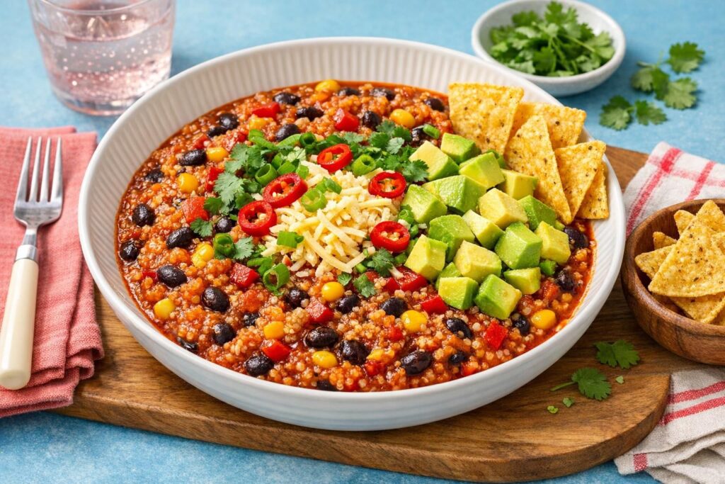 Mexicansk quinoagryde med sorte bønner