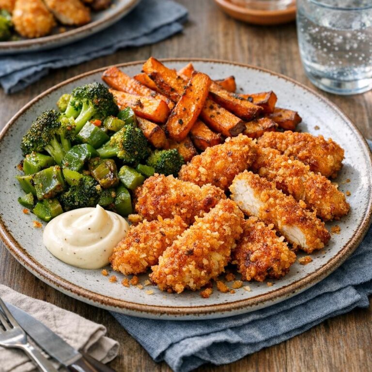 { "alt_text": "Pankopanerede kyllingestykker med søde kartoffelfritter, ristede broccoli og grøn peber samt en klat hvidløgsmayo på hvid tallerken", "file_name": "pankopanerede-kyllingestykker-med-sode-kartoffelfritter-og-hvidlogsmayo-4732" }