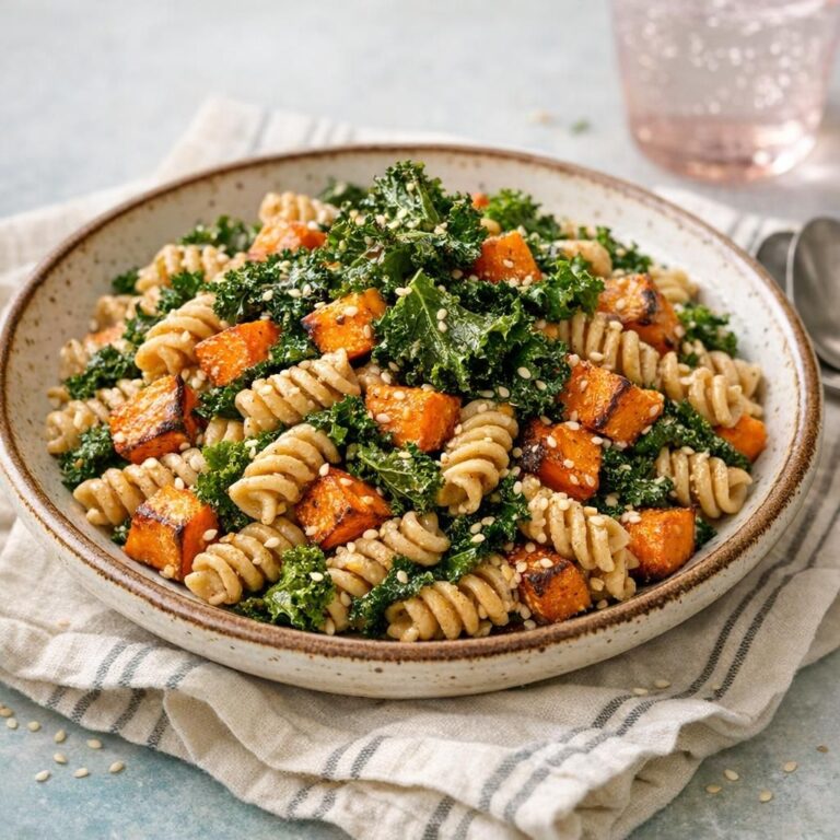 { "alt_text": "Pastasalat med grønkål, bagt sød kartoffel og tahin-dressing, toppet med sprød grønkål og sesam", "file_name": "pastasalat-med-gronkal-sod-kartoffel-og-tahin-5738" }