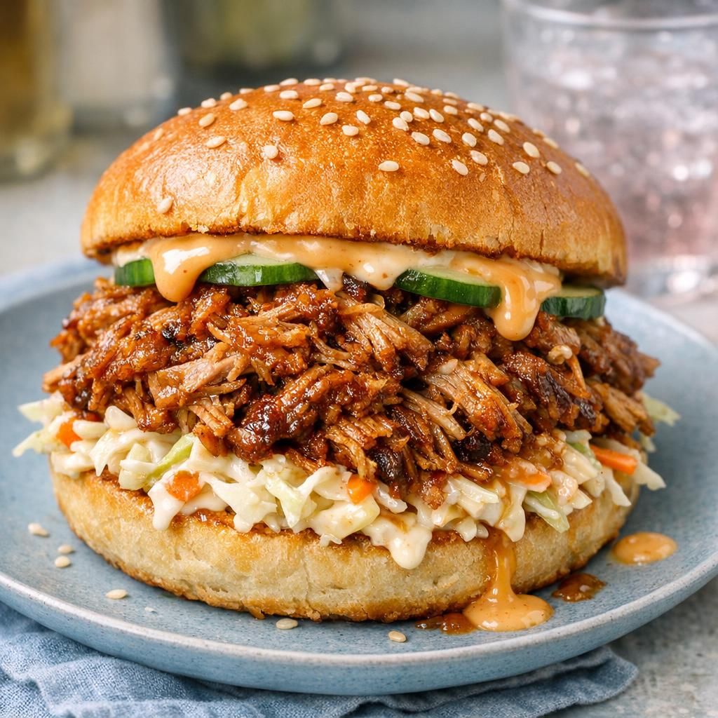 Pulled pork burger med coleslaw
