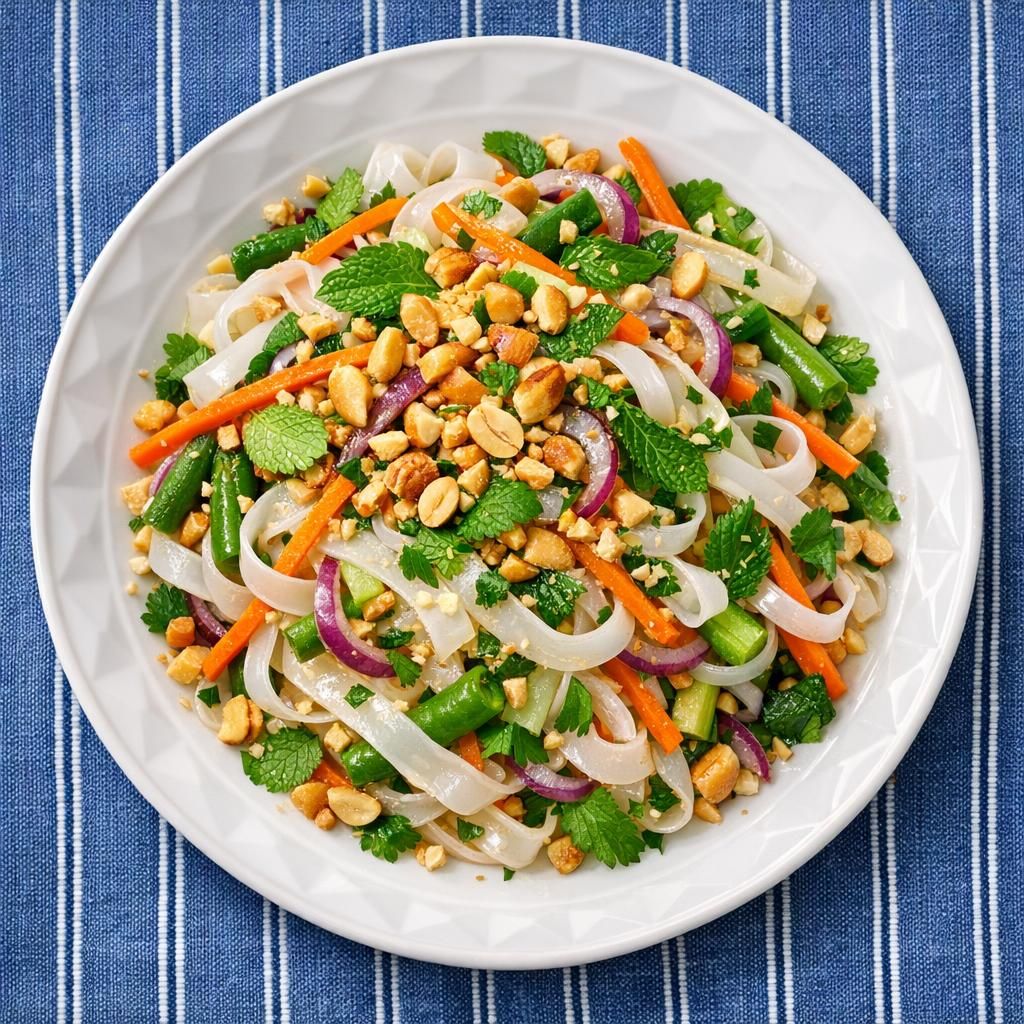 Risnudelsalat med peanuts og vietnamesisk dressing