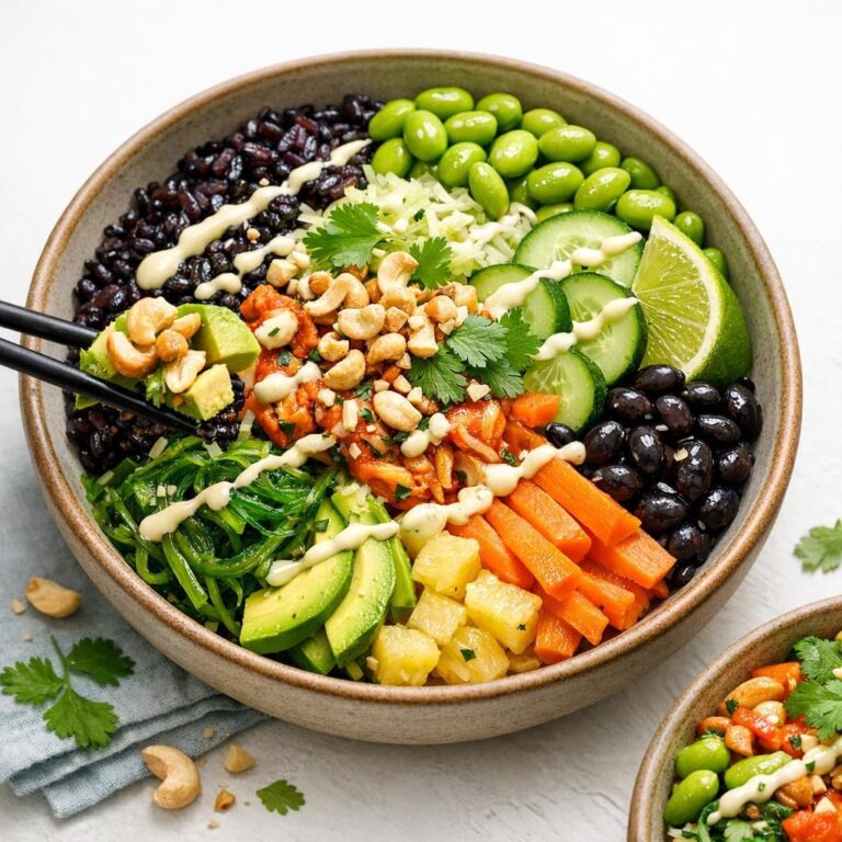 { "alt_text": "Vegetarisk sushi bowl med sort ris, edamame, kål, gulerod, agurk, tangsalat, avocado, ananas, cashewnødder og wasabi-mayo", "file_name": "vegetarisk-sushi-bowl-med-tangsalat-og-wasabi-mayo-3487" }