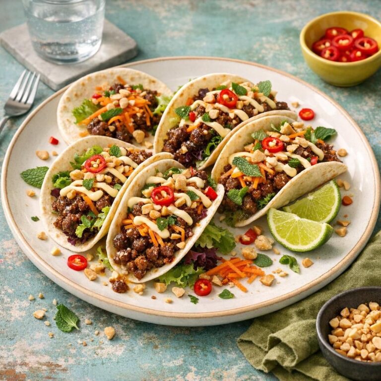 { "alt_text": "Vietnamesisk-inspirerede oksekødstacos med gulerod, salat, asiatisk mayo, peanuts, chili og mynte på hvid tallerken", "file_name": "vietnamesisk-inspirerede-oksekodstacos-med-asiatisk-mayo-og-peanuts-5829" }