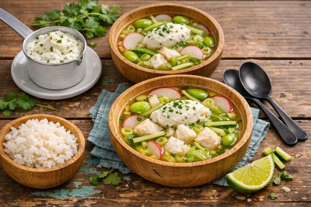 Asiatisk-inspireret fiskesuppe med ris