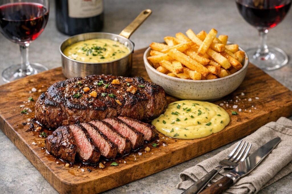 Bøf med hjemmepisket bearnaise og pommes frites