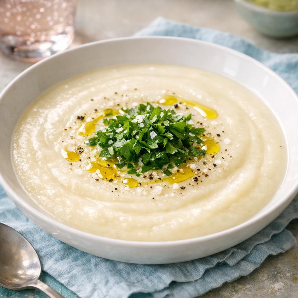 Cremet blomkålssuppe med persille