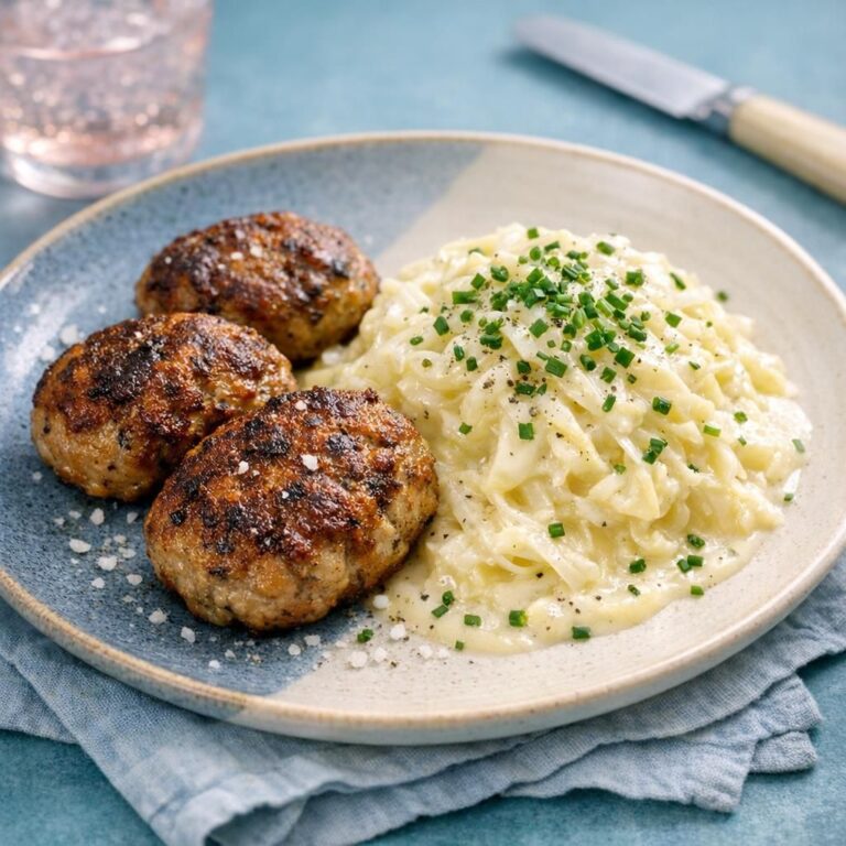{ "alt_text": "Pandestegte frikadeller med cremet stuvet hvidkål på hvid tallerken", "file_name": "frikadeller-med-stuvet-hvidkal-5382" }