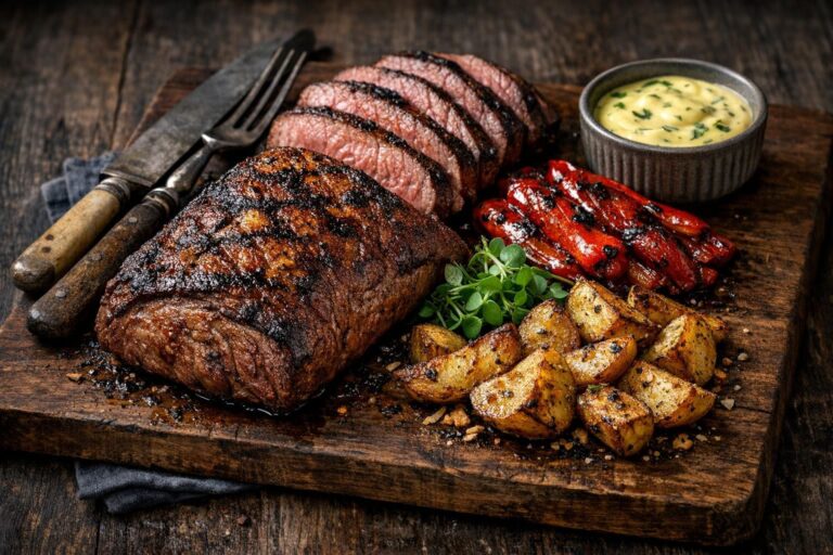 { "alt_text": "Grillet culottesteg i tykke skiver med krydderkartofler og klassisk bearnaise på mørk rustik baggrund", "file_name": "grillet-culottesteg-med-krydderkartofler-og-klassisk-bearnaise-4827" }