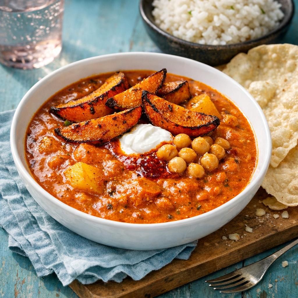 Indisk-inspireret vegetargryde med butter sauce