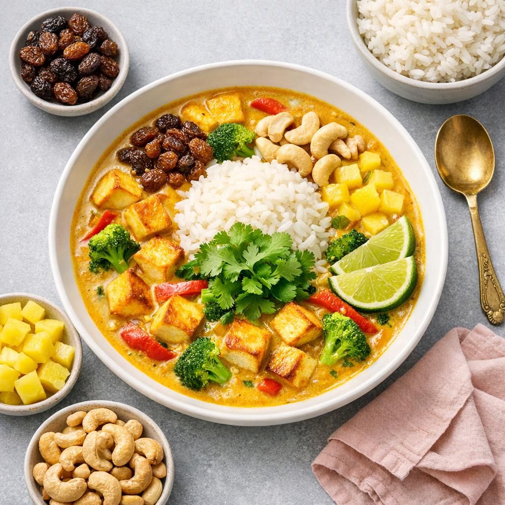 Karry-kokosgryde med paneer og grøntsager