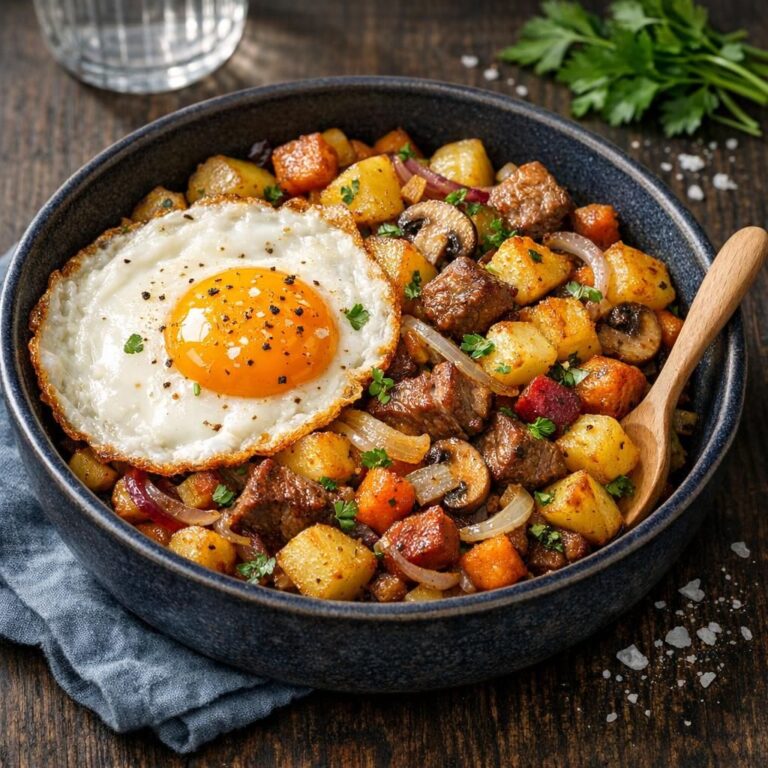 { "alt_text": "Rustik pande med sprøde kartoffel- og rodfrugttern, brunet kød, rødløg og champignon, toppet med spejlæg med blød blomme og persille", "file_name": "klassisk-biksemad-med-spejlaeg-2749" }