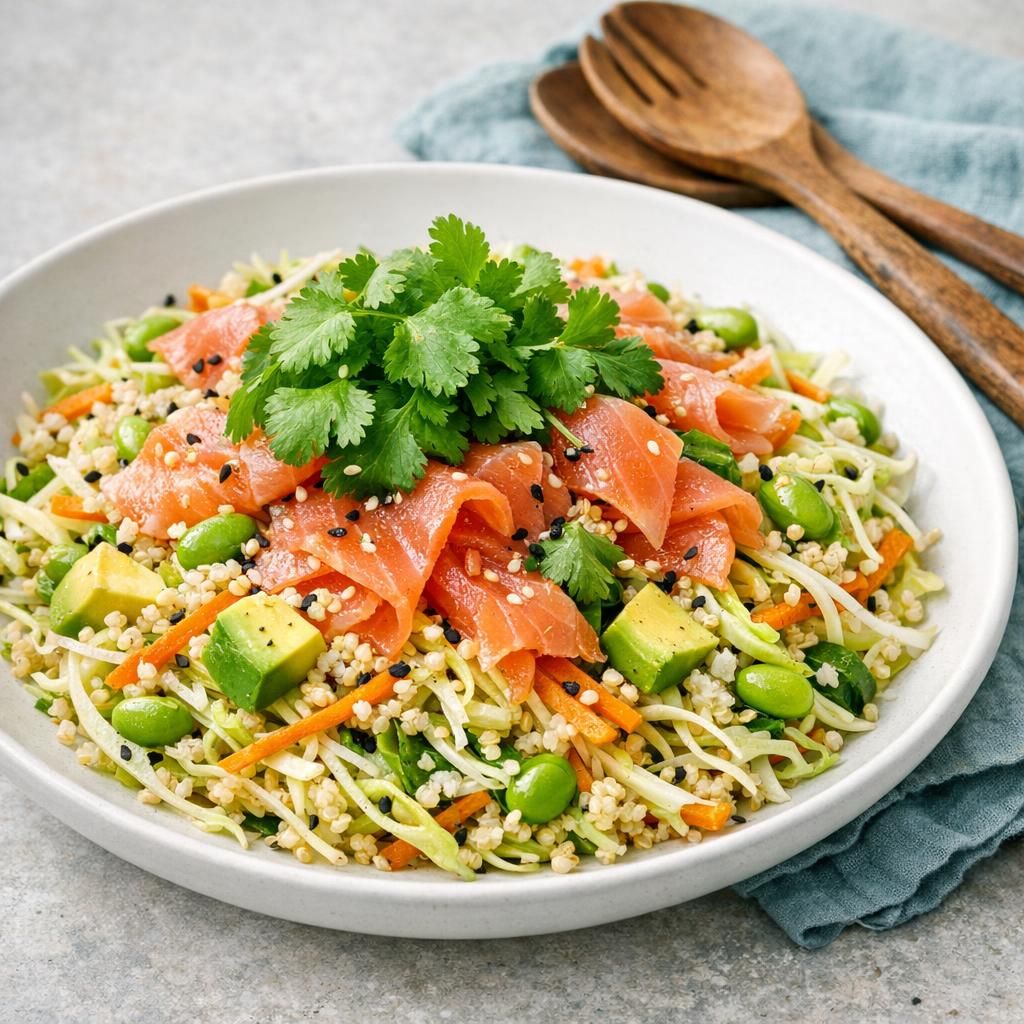 Mættende kålsalat med røget laks og quinoa