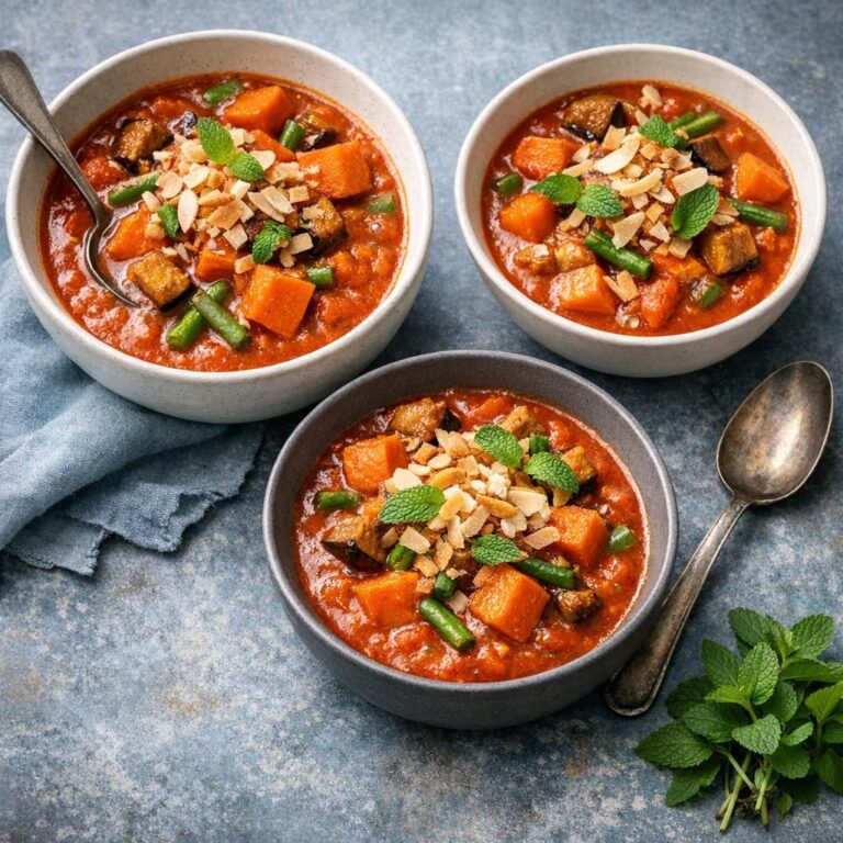 { "alt_text": "Rød karrygryde med sød kartoffel, kokosmælk, grønne bønner og aubergine, toppet med ristede kokosflager og frisk mynte i hvid skål", "file_name": "rod-karrygryde-med-sod-kartoffel-og-kokosmaelk-3842" }