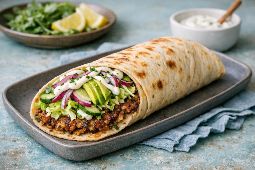 Smash-falafel på sprødstegt fladbrød