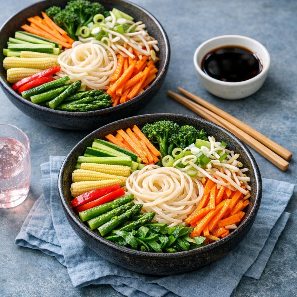 Vegetarisk bánh mì-bowl med bagt tofu